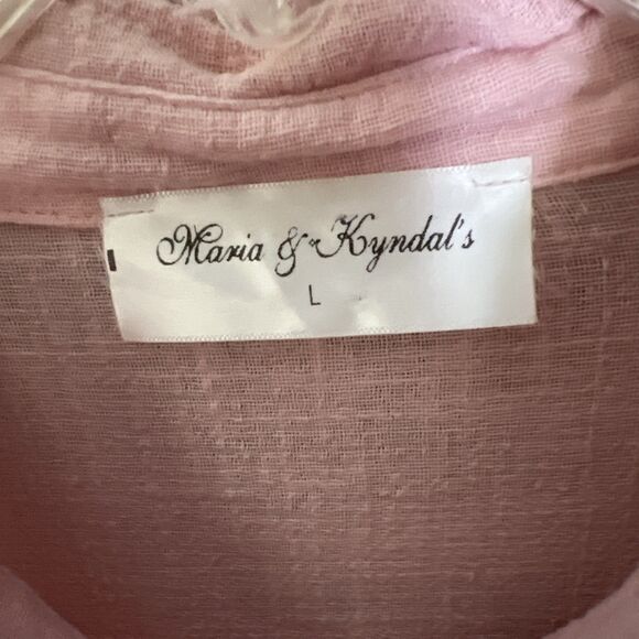 Maria & Kyndal's L Peach Colored Long Sleeve Light Weight Button Down Top - Picture 5 of 11